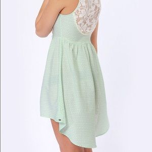 Oneill Statement Lace Mint Green Dress Hi Lo Hem Size Small Beach Fun Surf